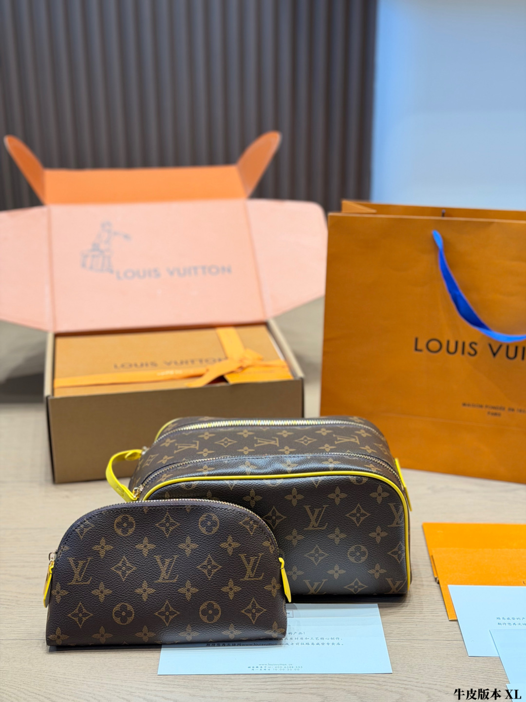 Louis Vuitton LV Monogram Handbag Cowhide Leather Top Handle Carry Travel Ready
